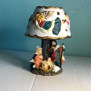 Nativity Votive Lamp with Colorful Figures